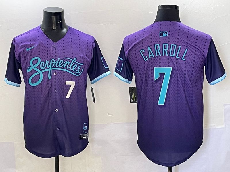 Men Arizona Diamondback 7 Carroll Purple Joint Name 2025 Nike MLB Jersey style 3